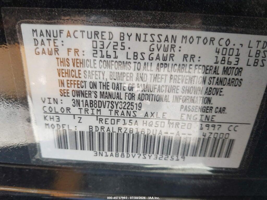 3N1AB8DV7SY322519 2025 NISSAN SENTRA photo no. 9