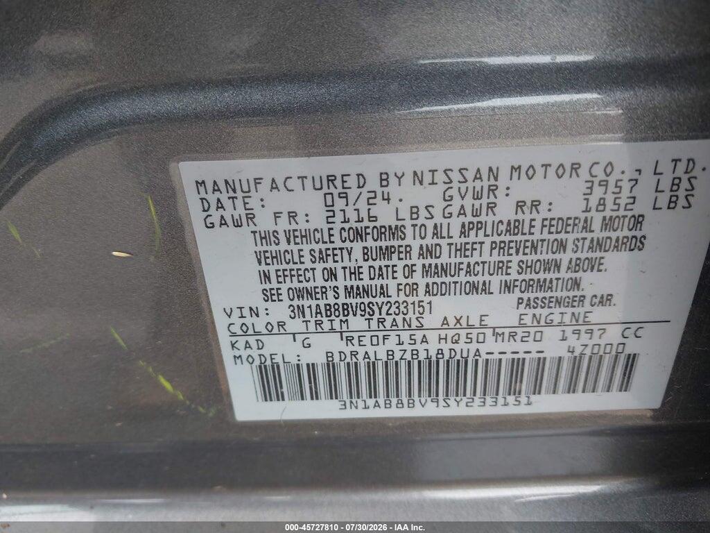 3N1AB8BV9SY233151 2025 NISSAN SENTRA photo no. 9