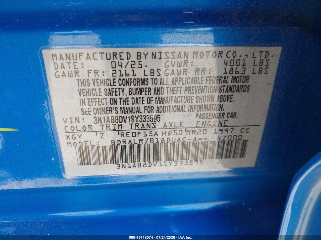 3N1AB8DV1SY333595 2025 NISSAN SENTRA photo no. 9