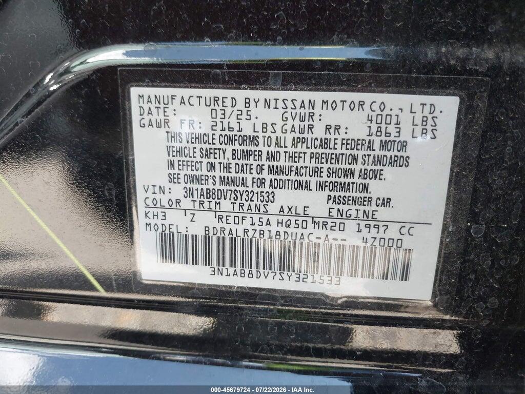 3N1AB8DV7SY321533 2025 NISSAN SENTRA photo no. 9