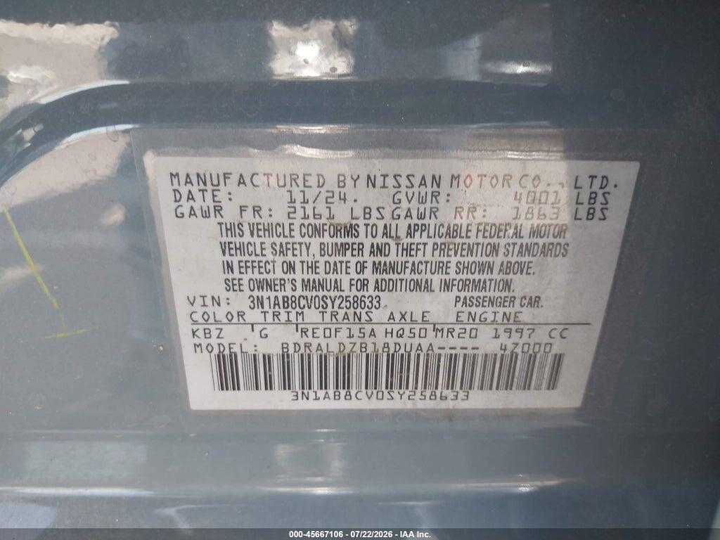 3N1AB8CV0SY258633 2025 NISSAN SENTRA photo no. 9