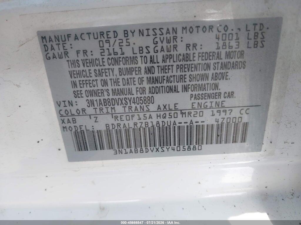 3N1AB8DVXSY405880 2025 NISSAN SENTRA photo no. 9