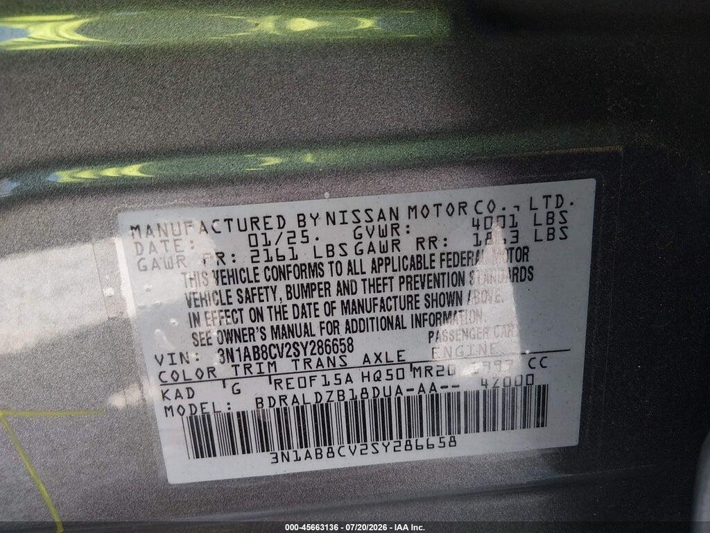 3N1AB8CV2SY286658 2025 NISSAN SENTRA photo no. 9