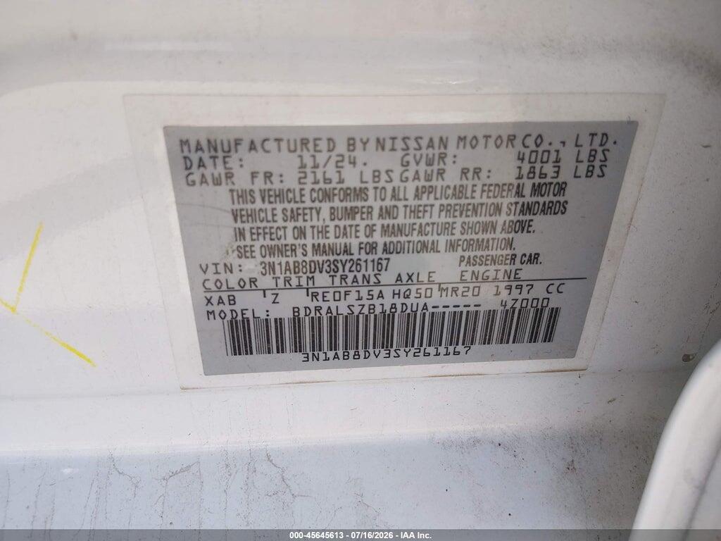 3N1AB8DV3SY261167 2025 NISSAN SENTRA photo no. 9