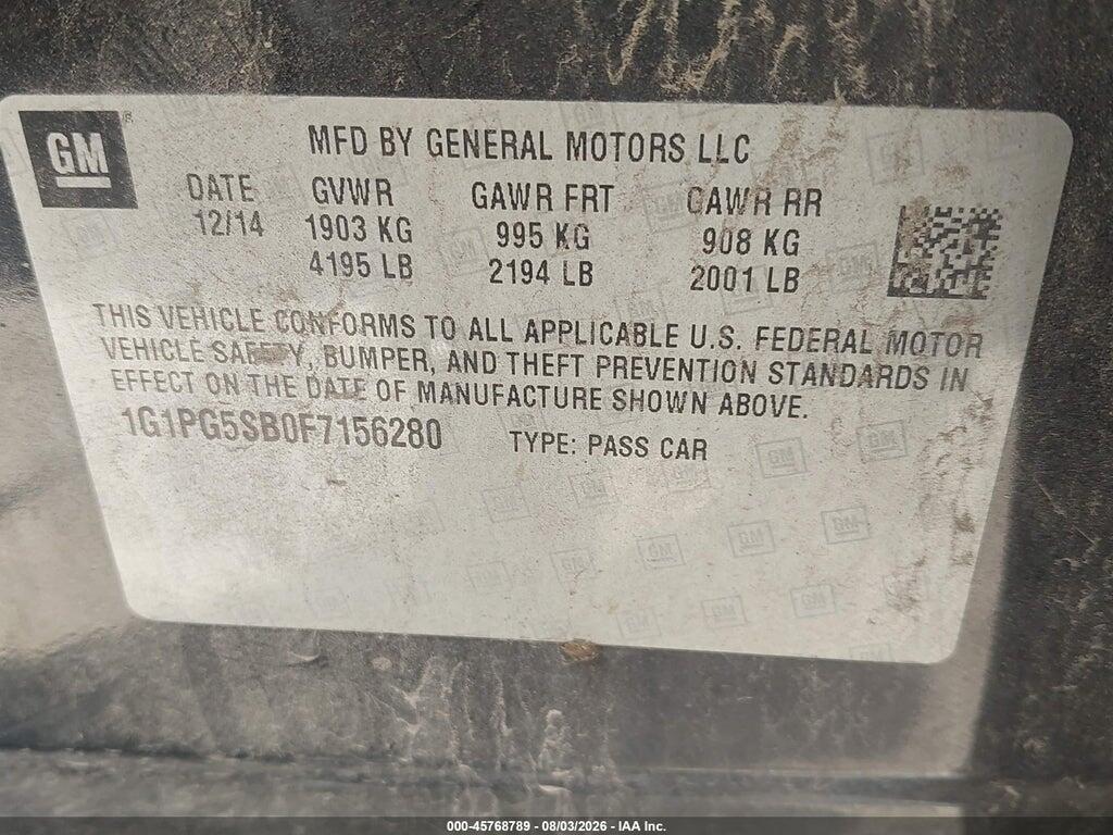 1G1PG5SB0F7156280 2015 CHEVROLET CRUZE photo no. 9