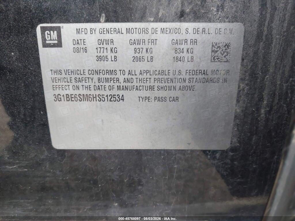 3G1BE6SM6HS512534 2017 CHEVROLET CRUZE photo no. 9