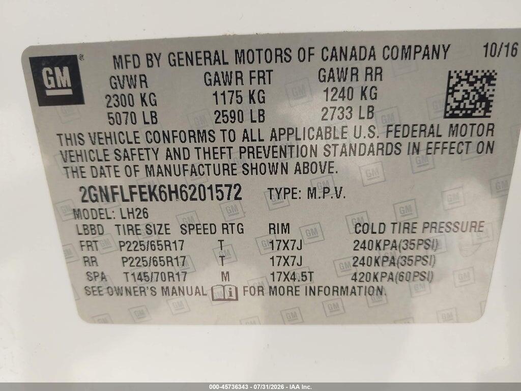 2GNFLFEK6H6201572 2017 CHEVROLET EQUINOX photo no. 9