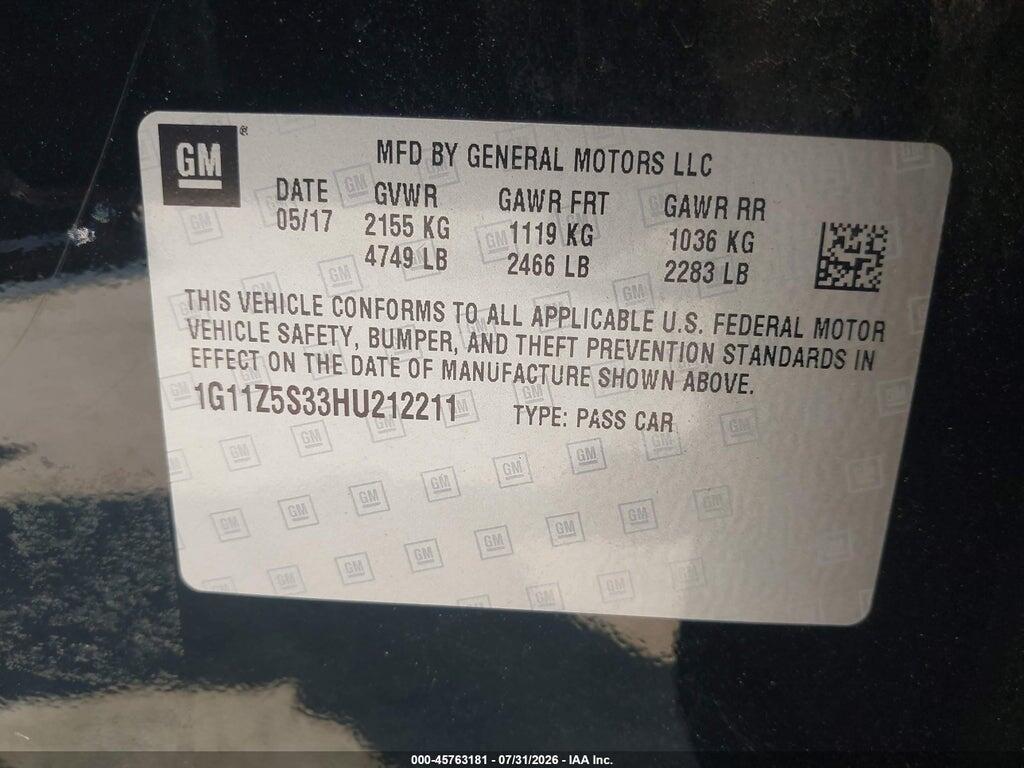 1G11Z5S33HU212211 2017 CHEVROLET IMPALA photo no. 9
