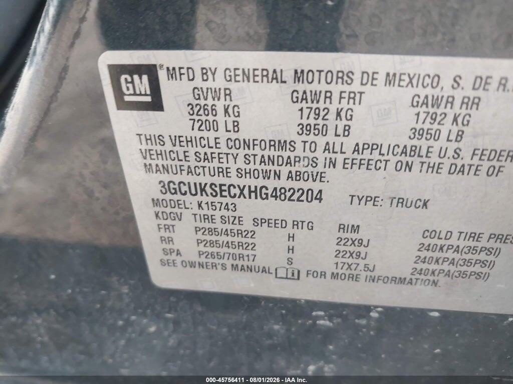 3GCUKSECXHG482204 2017 CHEVROLET SILVERADO 1500 photo no. 9