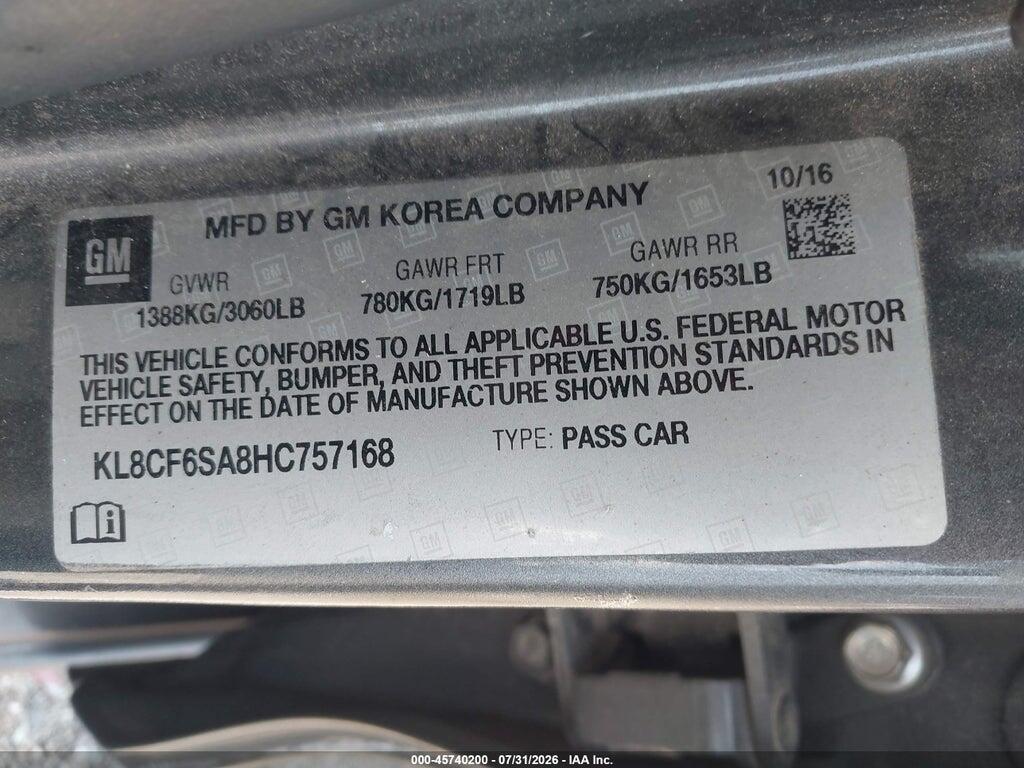 KL8CF6SA8HC757168 2017 CHEVROLET SPARK photo no. 9