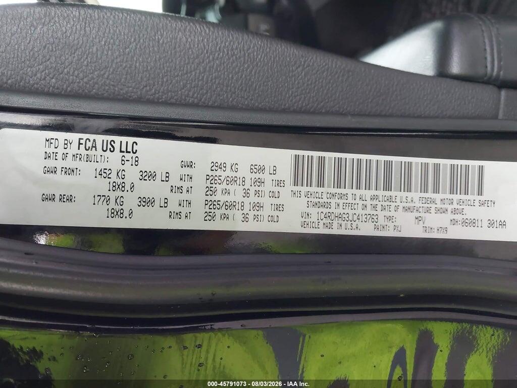 1C4RDHAG3JC413763 2018 DODGE DURANGO photo no. 9