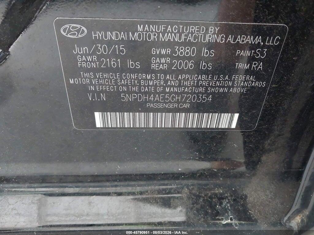 5NPDH4AE5GH720354 2016 HYUNDAI ELANTRA photo no. 9