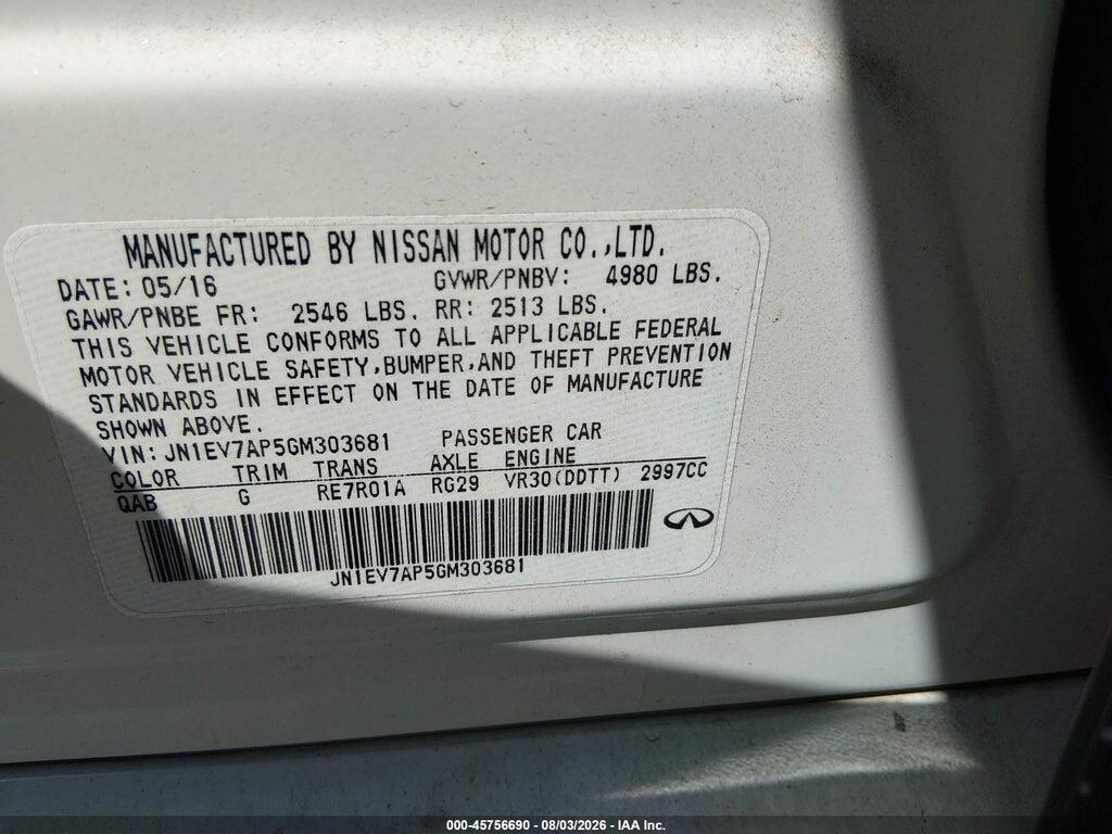 JN1EV7AP5GM303681 2016 INFINITI Q50 photo no. 9