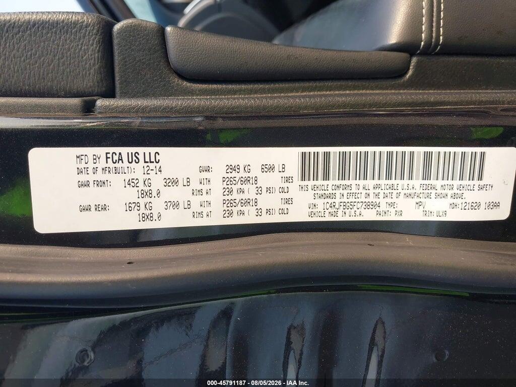 1C4RJFBG5FC738904 2015 JEEP GRAND CHEROKEE photo no. 9