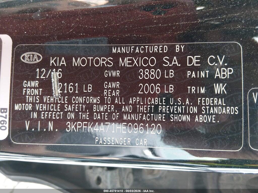 3KPFK4A71HE096120 2017 KIA FORTE photo no. 9
