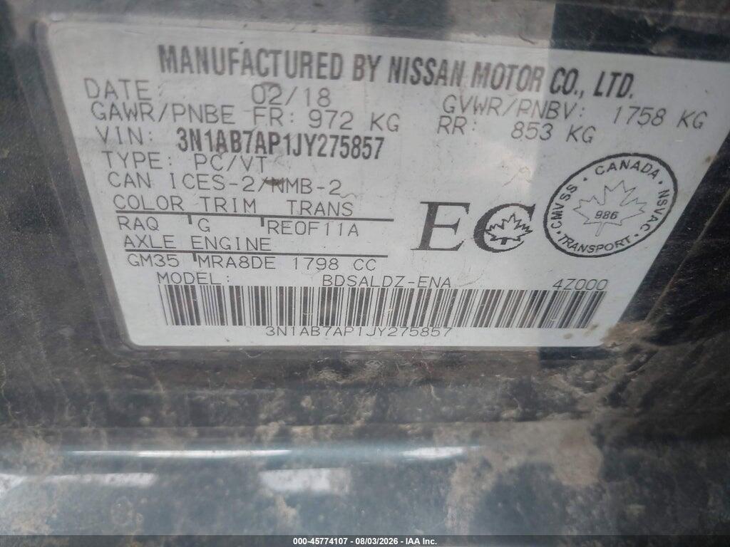 3N1AB7AP1JY275857 2018 NISSAN SENTRA photo no. 9
