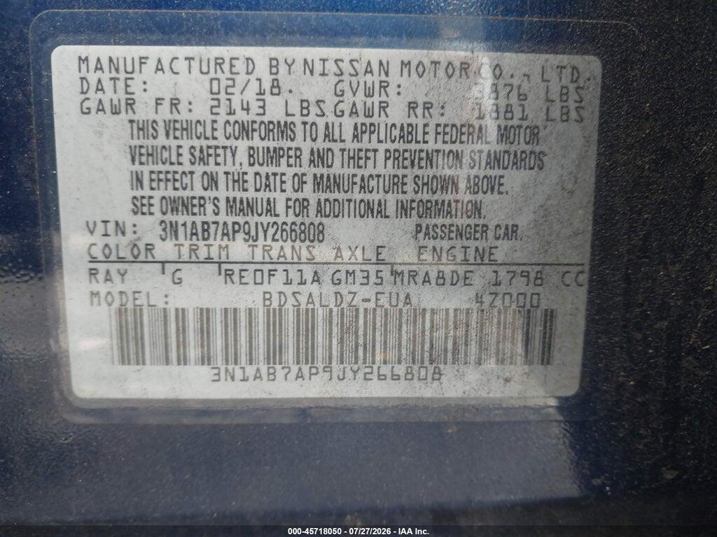 3N1AB7AP9JY266808 2018 NISSAN SENTRA photo no. 9