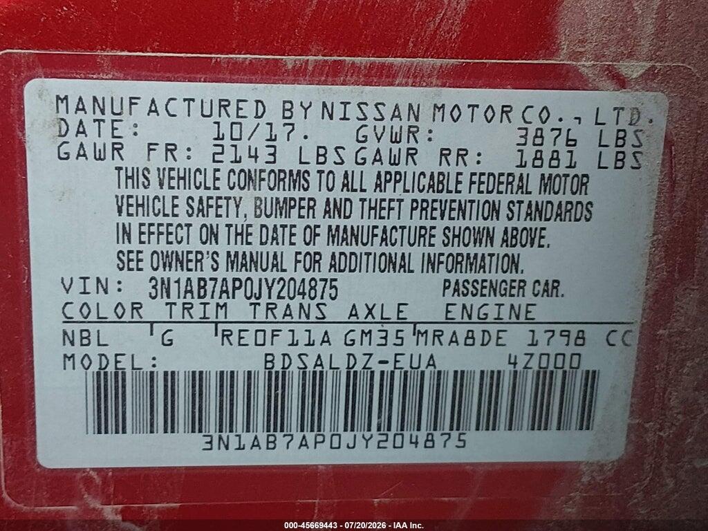 3N1AB7AP0JY204875 2018 NISSAN SENTRA photo no. 9
