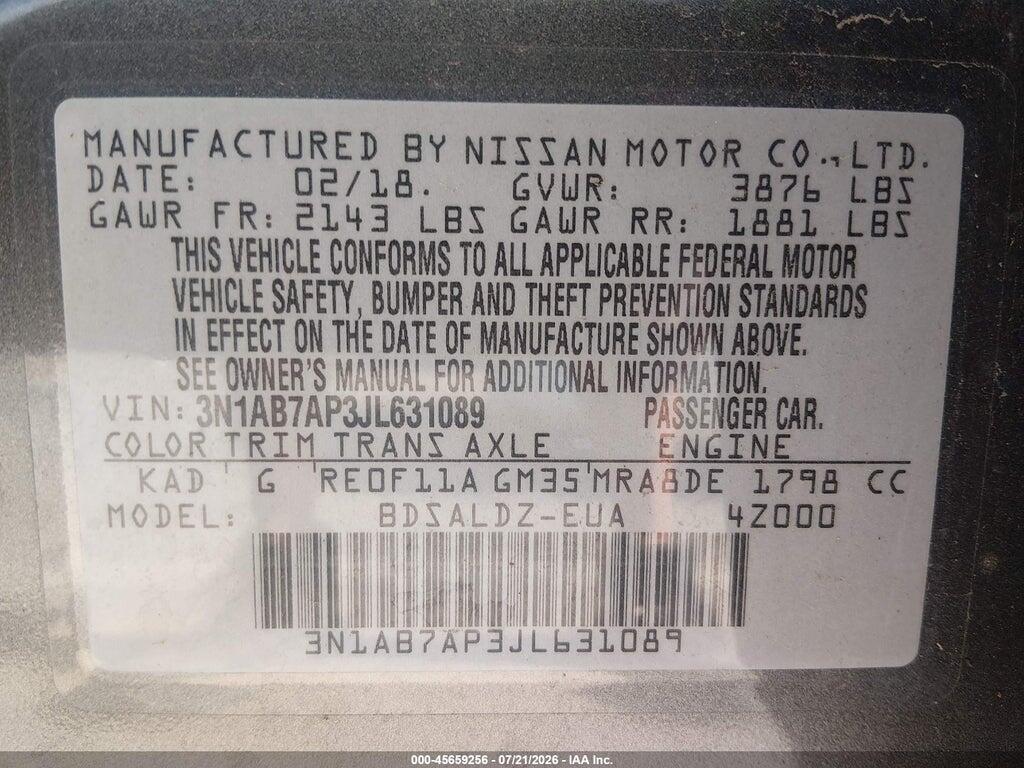 3N1AB7AP3JL631089 2018 NISSAN SENTRA photo no. 9