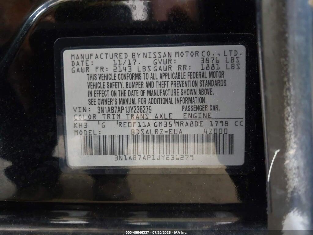 3N1AB7AP1JY236279 2018 NISSAN SENTRA photo no. 9