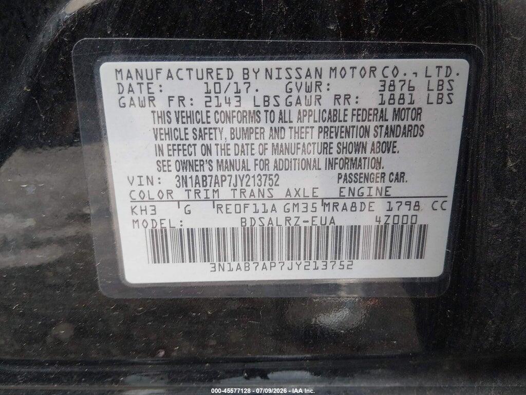 3N1AB7AP7JY213752 2018 NISSAN SENTRA photo no. 9