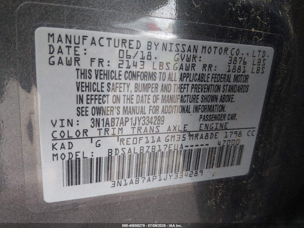 3N1AB7AP1JY334289 2018 NISSAN SENTRA photo no. 9