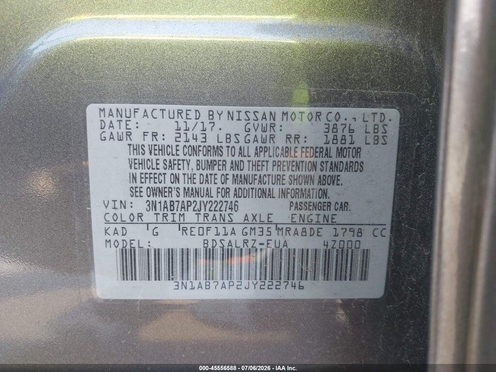 3N1AB7AP2JY222746 2018 NISSAN SENTRA photo no. 9