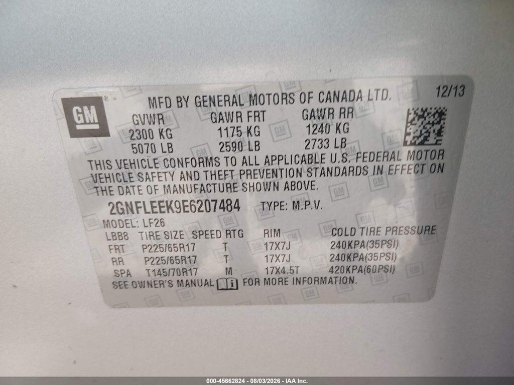 2GNFLEEK9E6207484 2014 CHEVROLET EQUINOX photo no. 9