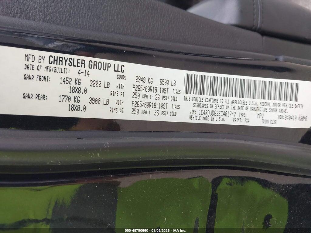 1C4RDJDG3EC481747 2014 DODGE DURANGO photo no. 9