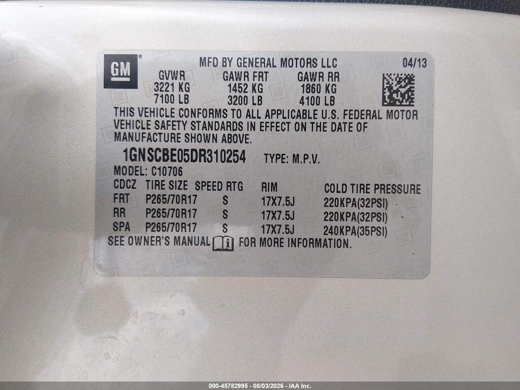 1GNSCBE05DR310254 2013 CHEVROLET TAHOE photo no. 9