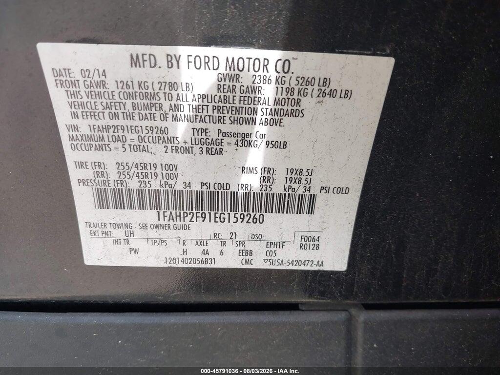 1FAHP2F91EG159260 2014 FORD TAURUS photo no. 9