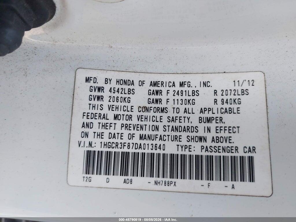 1HGCR3F87DA013640 2013 HONDA ACCORD photo no. 9