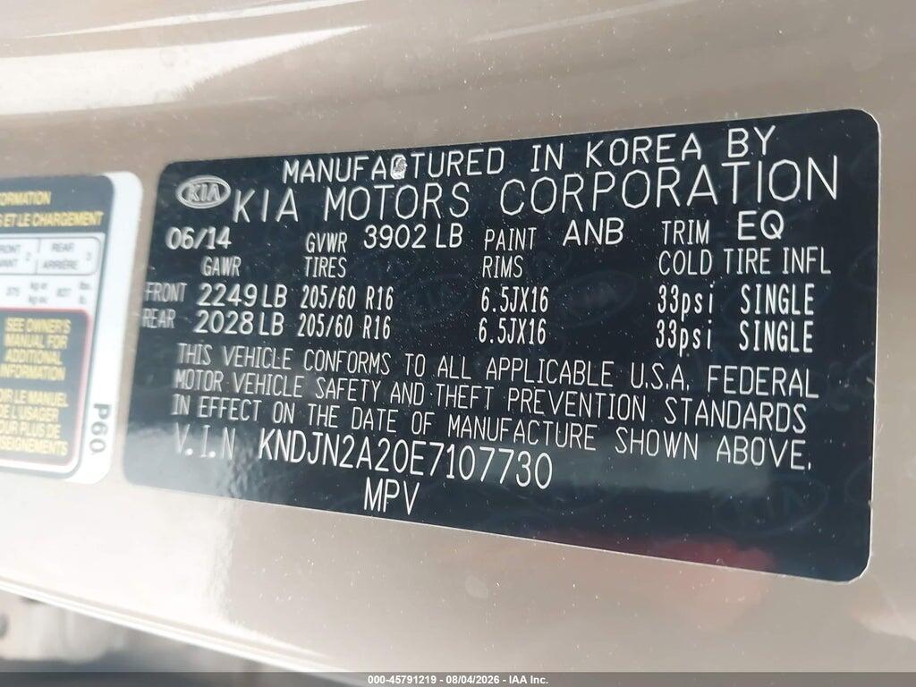 KNDJN2A20E7107730 2014 KIA SOUL photo no. 9