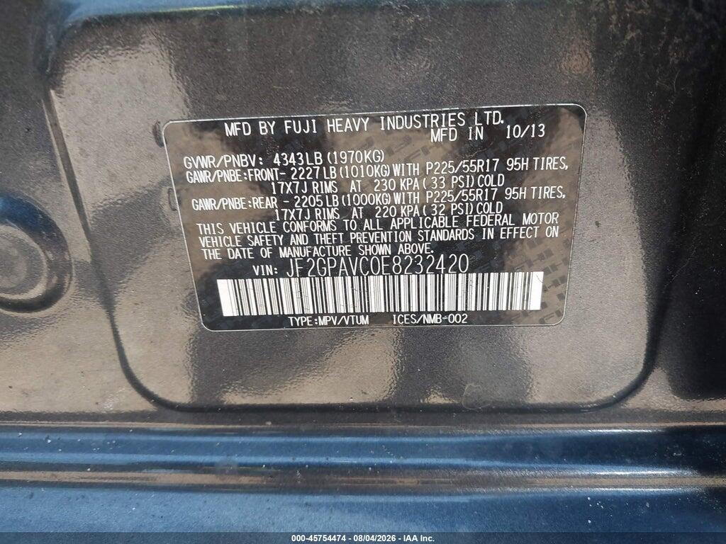 JF2GPAVC0E8232420 2014 SUBARU XV CROSSTREK photo no. 8