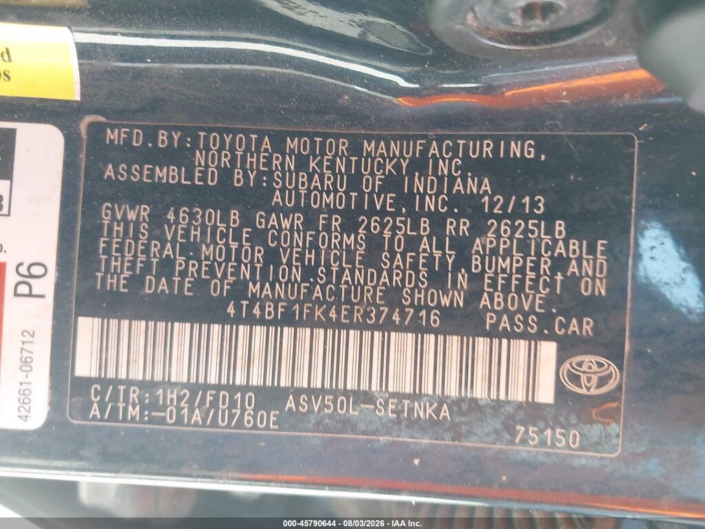 4T4BF1FK4ER374716 2014 TOYOTA CAMRY photo no. 9