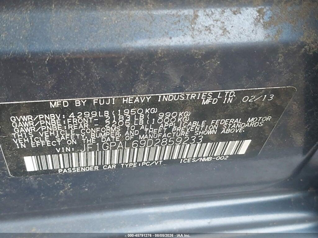 JF1GPAL69D2859233 2013 SUBARU IMPREZA photo no. 9