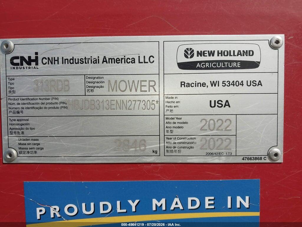 HBJDB313ENN277305 2022 NEW HOLLAND 131RBD MOWER photo no. 9