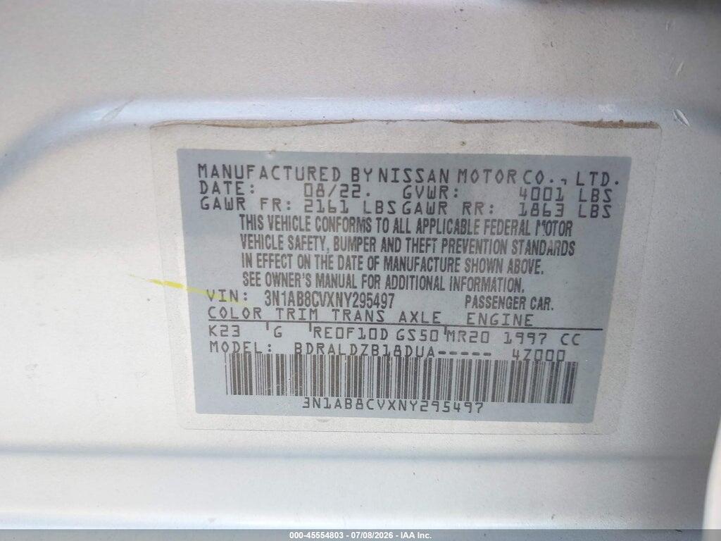 3N1AB8CVXNY295497 2022 NISSAN SENTRA photo no. 9