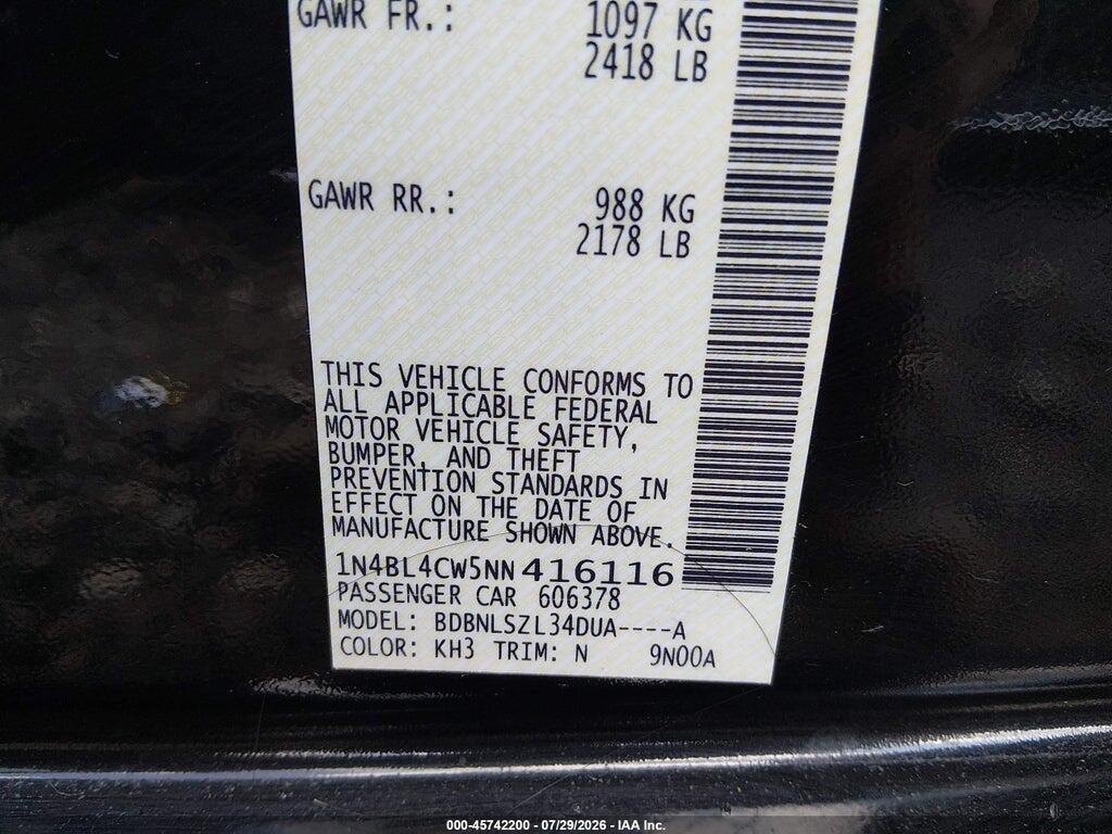 1N4BL4CW5NN416116 2022 NISSAN ALTIMA photo no. 9