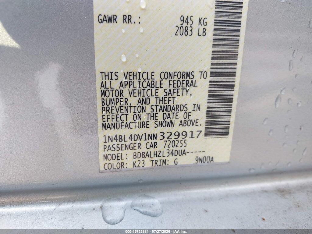 1N4BL4DV1NN329917 2022 NISSAN ALTIMA photo no. 9