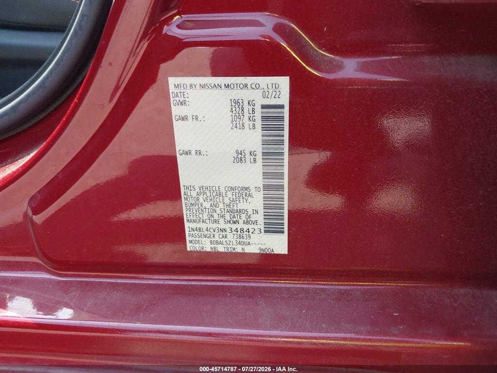 1N4BL4CV3NN348423 2022 NISSAN ALTIMA photo no. 9