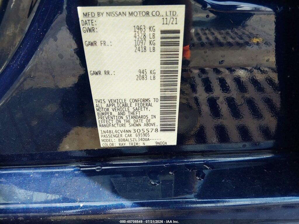 1N4BL4CV4NN305578 2022 NISSAN ALTIMA photo no. 9