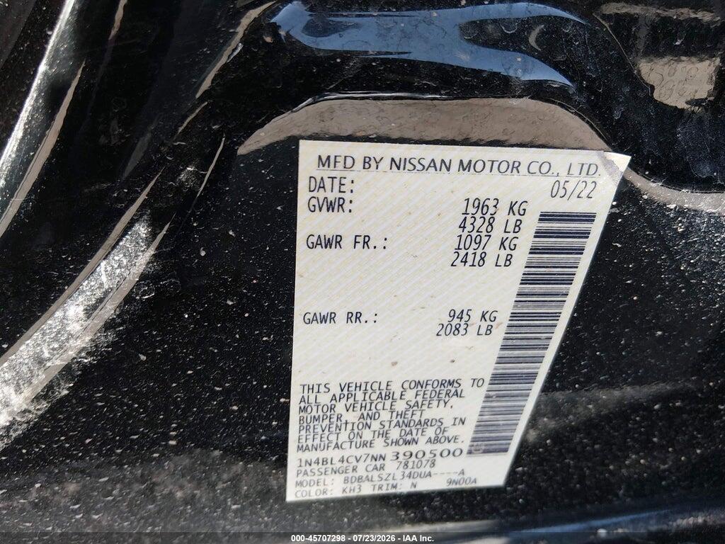 1N4BL4CV7NN390500 2022 NISSAN ALTIMA photo no. 9