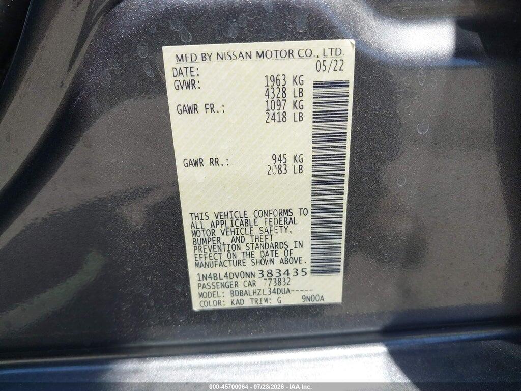 1N4BL4DV0NN383435 2022 NISSAN ALTIMA photo no. 9
