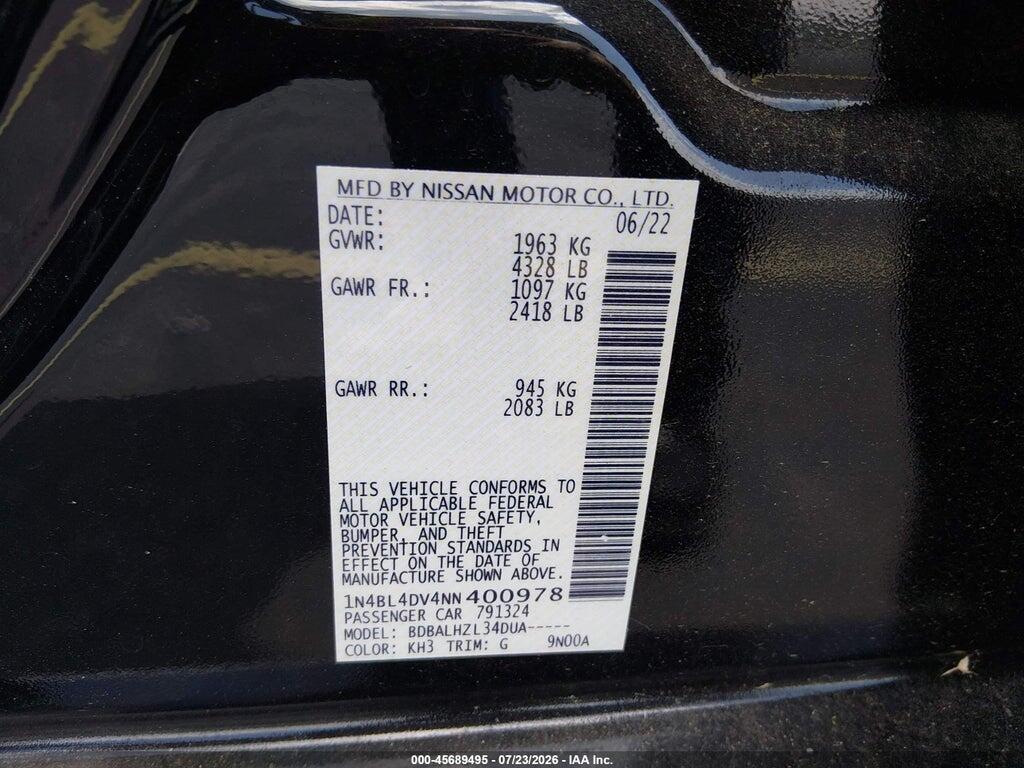1N4BL4DV4NN400978 2022 NISSAN ALTIMA photo no. 9