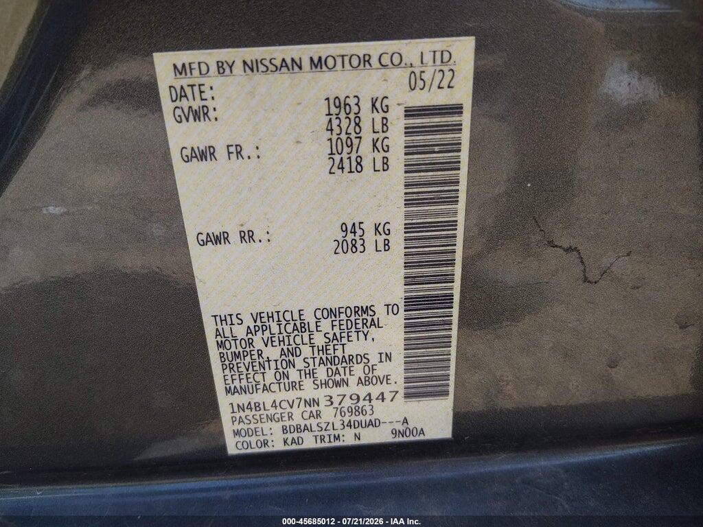 1N4BL4CV7NN379447 2022 NISSAN ALTIMA photo no. 9
