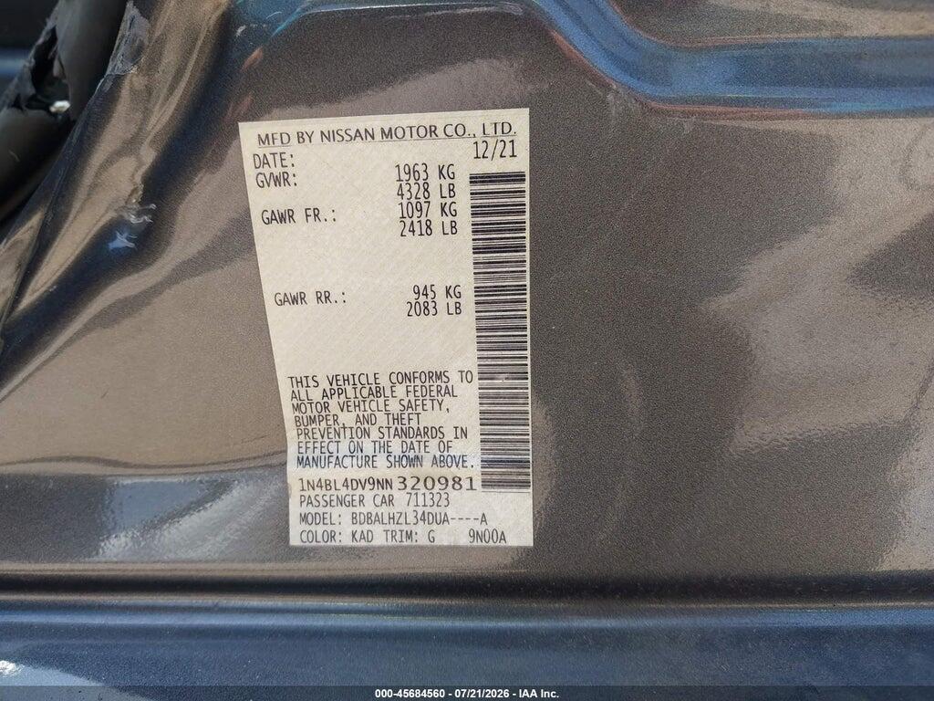 1N4BL4DV9NN320981 2022 NISSAN ALTIMA photo no. 9
