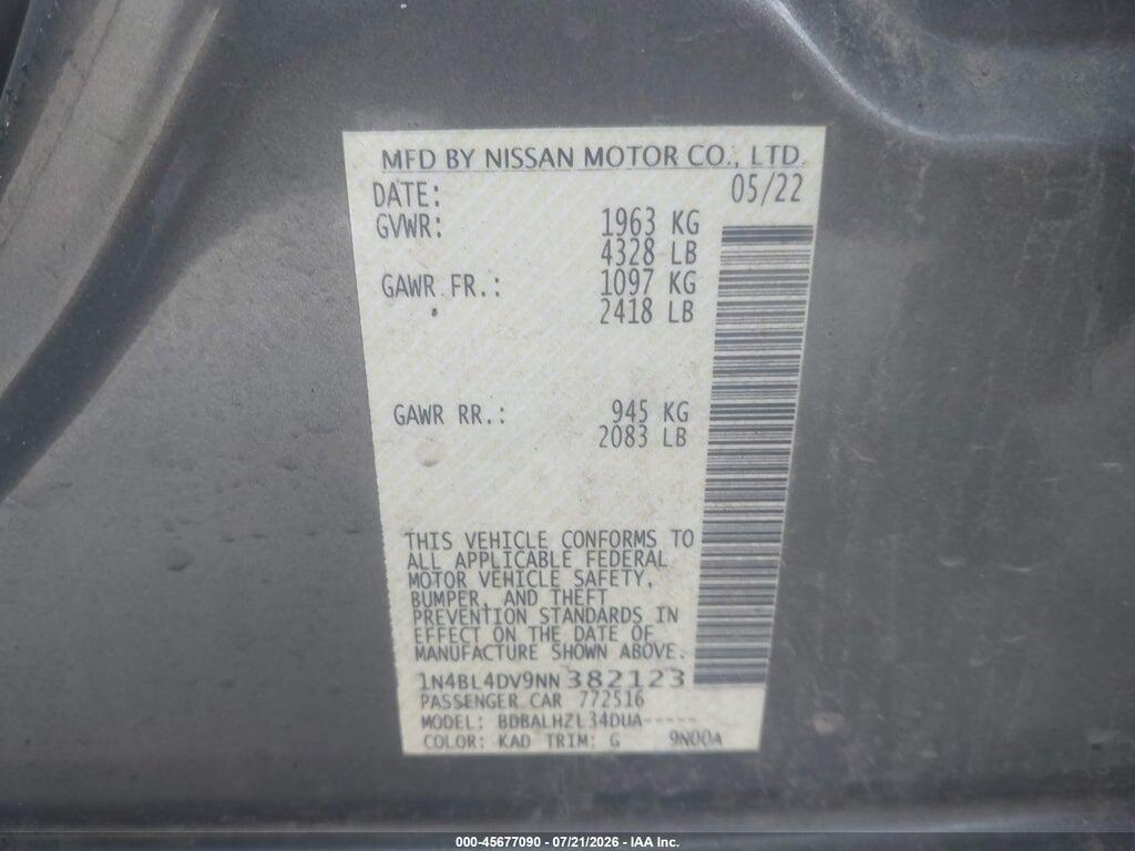 1N4BL4DV9NN382123 2022 NISSAN ALTIMA photo no. 9