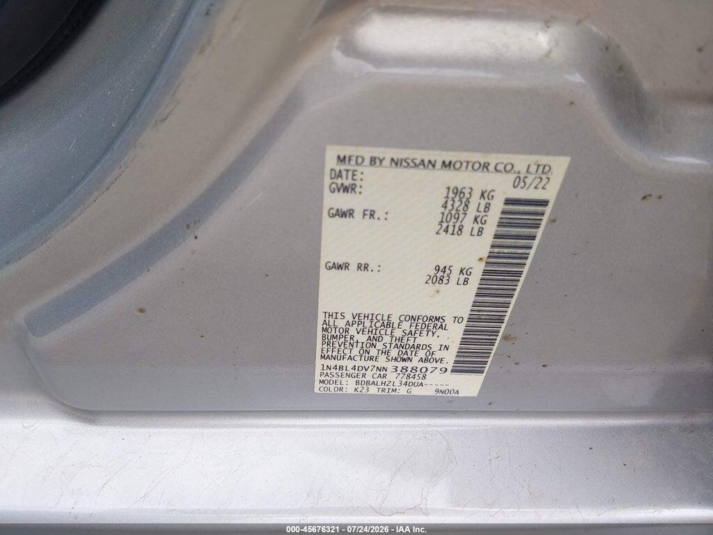 1N4BL4DV7NN388079 2022 NISSAN ALTIMA photo no. 9