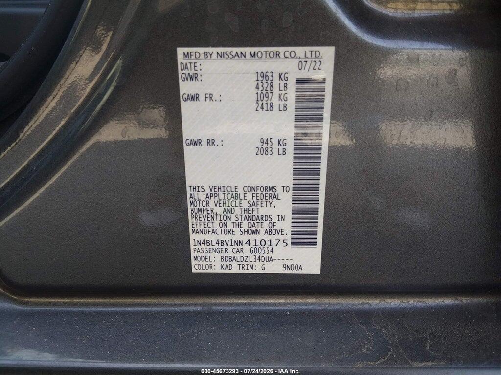 1N4BL4BV1NN410175 2022 NISSAN ALTIMA photo no. 9